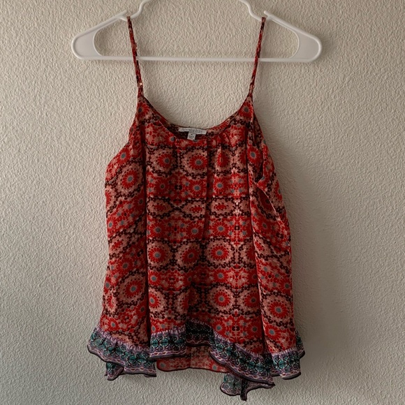Red Multi Patterned Tank Top. Patrons of Peace (M) - Picture 1 of 4